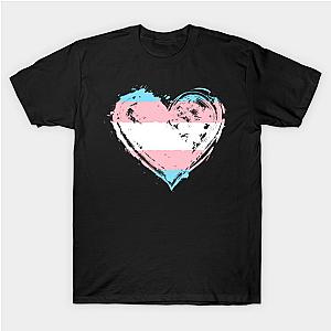 Trans Flag T-Shirts - Transgender Pride Heart Flag Trans Awareness Rights T-shirt | The Pride Merch WP0503