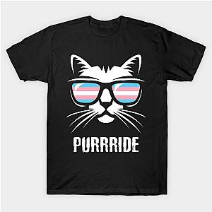 Trans Flag T-Shirts - Transgender Pride Flag Cat Purrride T-shirt | The Pride Merch WP0503