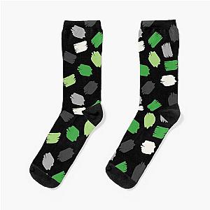 Aromantic Socks - Aro Pride Short Paintstrokes on Black Socks | The Pride Merch WP0503