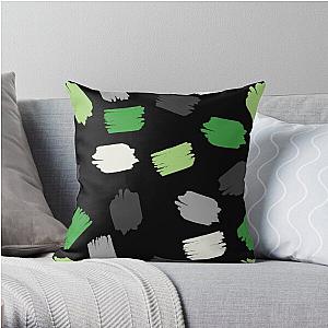 Aromantic Pillows - Aro Pride Short Paintstrokes on Black Throw Pillow | The Pride Merch WP0503