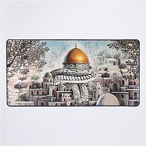 Jerusalem Capital of Palestine Dome of the Rock Old City Al Quds Al Aqsa Drawing Palestinian Resistance Kufiya Mat
