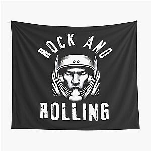 Rock Rolling Motorcyclist Tapestry