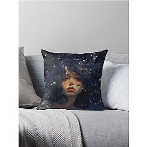 Girl In The Shining Starlight Throw Pillow