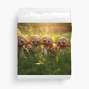 Cheerful mushrooms in the meadow duvet cover