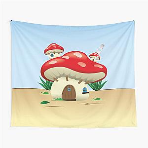 Illustration is a fantasy nature landscape with a mushroom house Ideal for children's books and institutional material