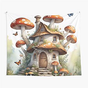 Cute mushroom house, magical tapestry