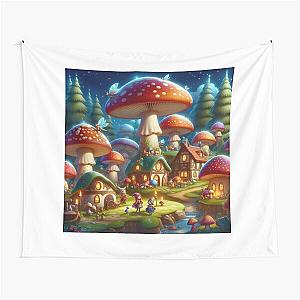 Fantasy Mushroom Village Tapestry gets cleaned to: Fantasy Mushroom Village