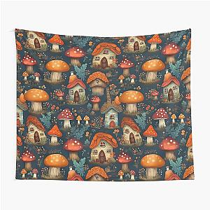 Dreamy Mushroom Escape Cottage - Fantasy Pattern Tapestry