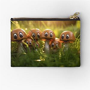 Cheerful mushrooms in the meadow zipper pouch