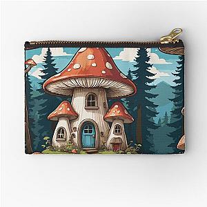 Mushroom House Village Smurf Forest Fairy Tale Pacific Northwest Evergreen Tree Fir Pine Pouch