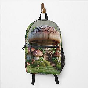 Mushroom House in Magical Bayou Fantasy Fairy Tale of Gnomes Elves Backpack