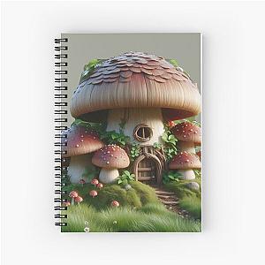 Mushroom House in Magical Bayou Fantasy Fairy Tale of Mystical Gnomes Elves Spiral Notebook