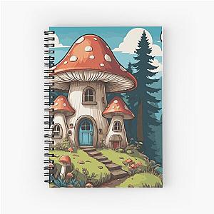 Mushroom House Home Village Smurf Forest Fairy Tale Pacific Northwest Evergreen Fir Spiral Notebook