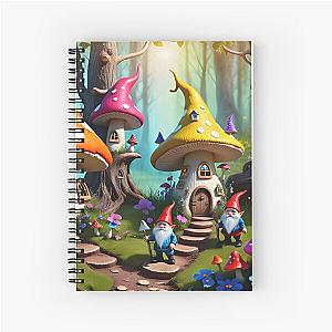 Whimsical Mushroom Village in Enchanted Forest Spiral Notebook