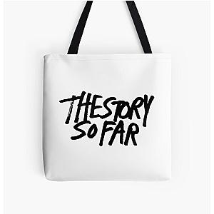 the story so far black All Over Print Tote Bag