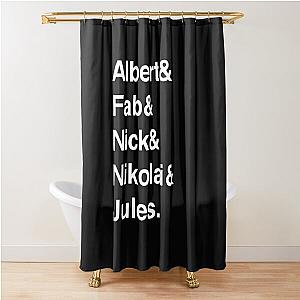 The Strokes Helvetica White Text Shower Curtain