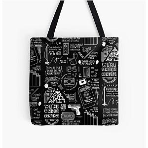 Collage of The Strokes Black and White All Over Print Tote Bag