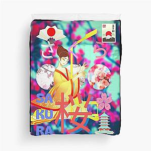 Sakura - The Girl Who Plays the Cherry Trees Melody with the Harp Duvet Cover