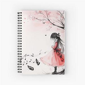 Cute Anime Girl in Red Dress Spiral Notebook