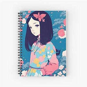 Anime Flower Girl Cute Japanese Aesthetics Spiral Notebook