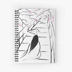 Girl in Kimono with Parasol on Bridge - Japan Cherry Blossoms Spiral Notebook