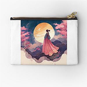 A Woman in Hanbok Before the Moon Zipper Pouch