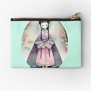 Girl in Cherry Blossoms Hanbok Zipper Pouch