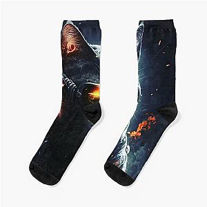 The Terminator Cat Canvas Print Colorful Modern Digital Art Socks