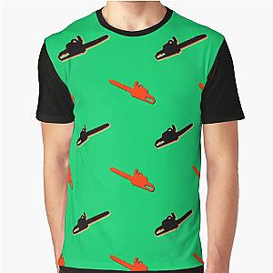 Green Chainsaw repeat pattern red black Graphic T-Shirt