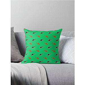 Green Chainsaw repeat pattern red black Throw Pillow