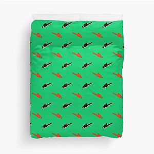 Green Chainsaw repeat pattern red black Duvet Cover