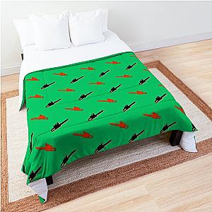 Green Chainsaw repeat pattern red black Comforter