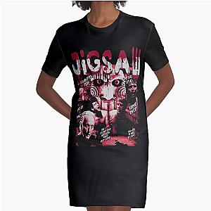 Vintage Retro Jigsaw Saw Movie Graphic T-Shirt Dress