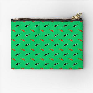 Green Chainsaw repeat pattern red black Zipper Pouch