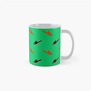 Green Chainsaw repeat pattern red black Classic Mug