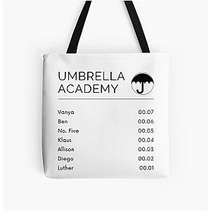 umbrella academy menu All Over Print Tote Bag