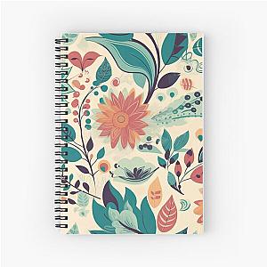 Orange and yellow bouquet of Flowers over a deep blue sea of leaves. The peaks of been a wallflowers. Spiral Notebook