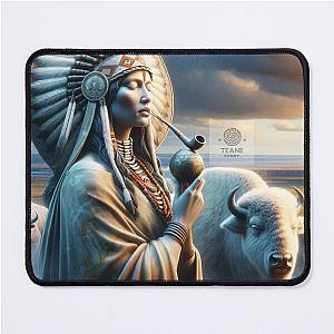 Spirit of the Plains: The White Buffalo and a Native American Woman Mouse Pad