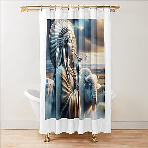 Spirit of the Plains: The White Buffalo and Native American Woman Shower Curtain