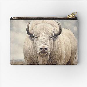 White Buffalo in the Prairie Zipper Pouch