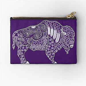 White Buffalo White on Purple Zipper Pouch