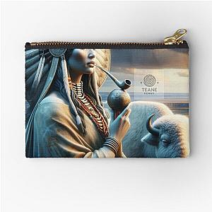 Spirit of the Plains: The White Buffalo and the Native American Woman Zipper Pouch