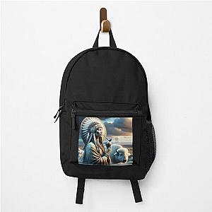 Spirit of the Plains: The White Buffalo and the Native American Woman Backpack