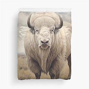 White Buffalo in the Prairie Duvet Cover