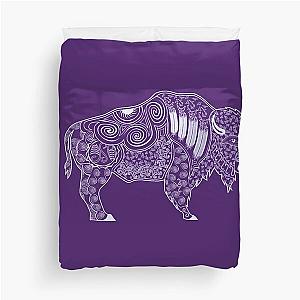 White Buffalo White on Purple Duvet Cover