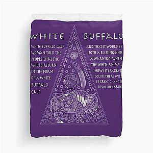 White Buffalo Calf Woman Prophesy Purple Duvet Cover