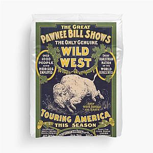 STK501897A-Vintage circus poster showing a white buffalo. Duvet Cover