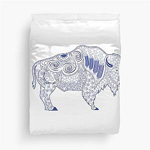 White Buffalo Ice Blue Duvet Cover