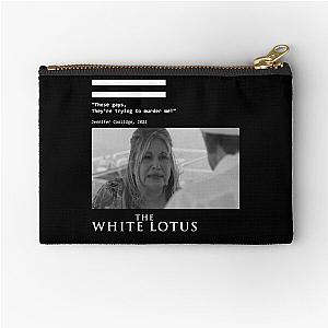 White Lotus Zipper Pouch