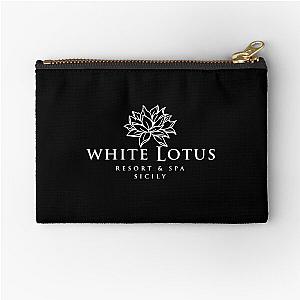 White Lotus Zipper Pouch